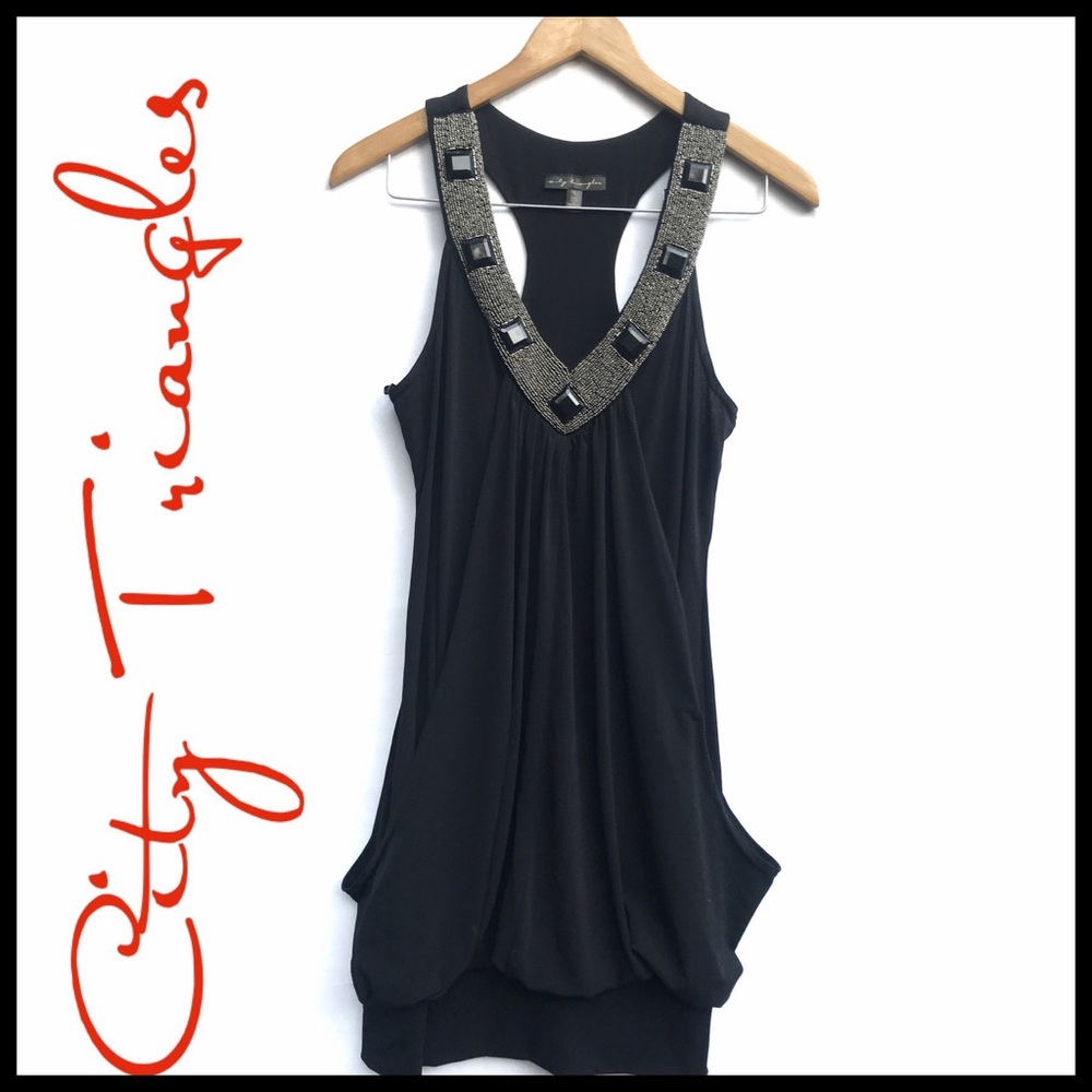 City Triangles Embelished Racer Back Bubble Dress